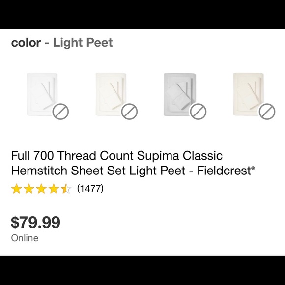 NEW Fieldcrest Full 700 Thread Ct Supima Sheet Set - Picture 4 of 4